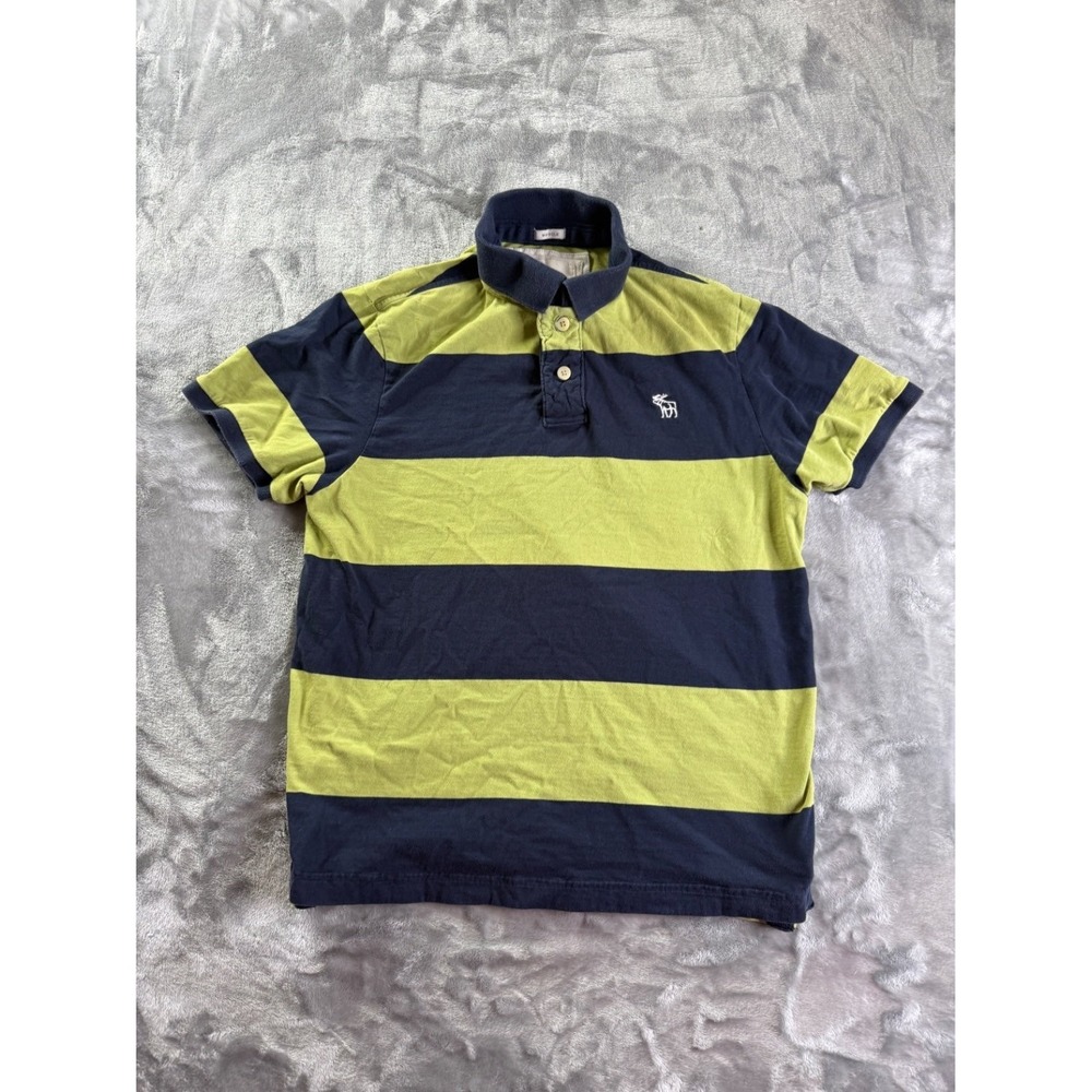 Abercrombie & Fitch Muscle Fit Polo‎ Shirt Men's XXL Blue Striped Cotton Used